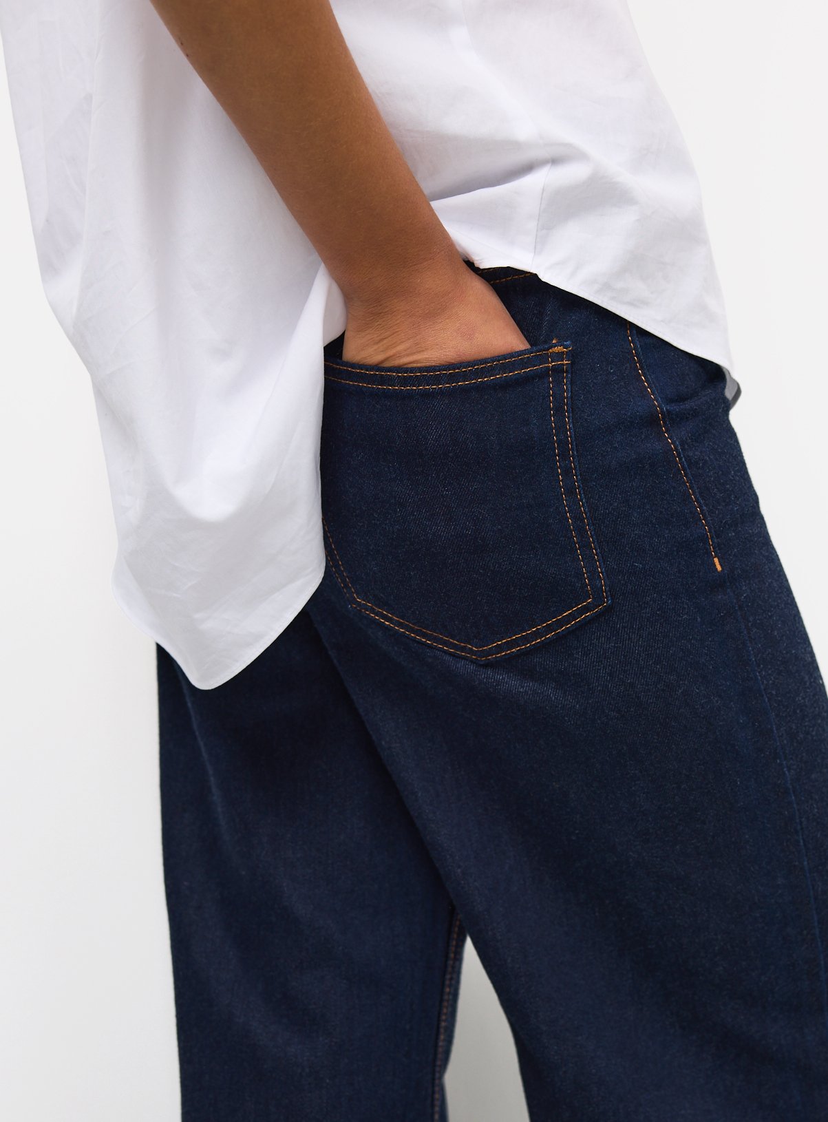 Dark Denim Cotton Blend High Rise Palazzo Flared Jeans 8L - Image 3 thumbnail